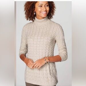 J Jill Silk Blend Cable Knit Turtleneck Cream Sweater. Sz 2X